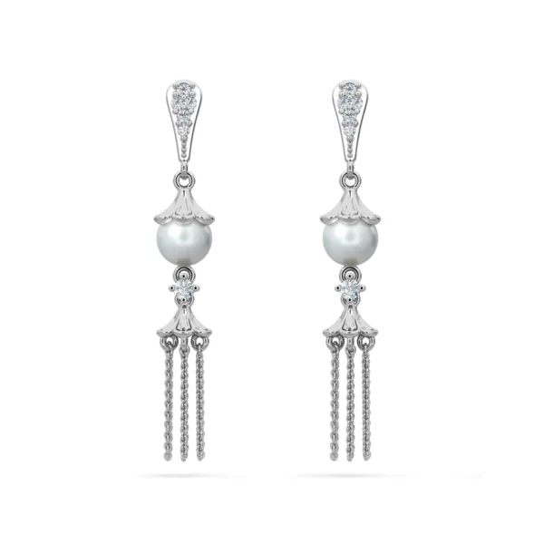 Lab Diamonds Graceful Essence Pearl Chain Drop Earrings - Image 6