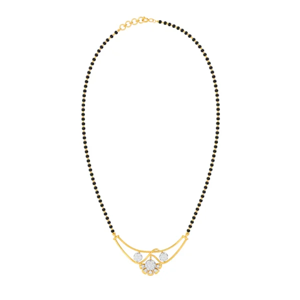 Radiant Gold Diamond Mangalsutra with Floral Design - Image 5