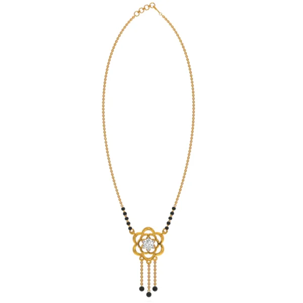 Gold Diamond Lotus Flower Pendant Mangalsutra - Image 5