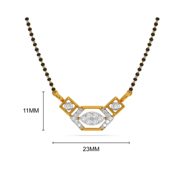 Luxurious Gold Diamond Geometric Pendant Mangalsutra - Image 5