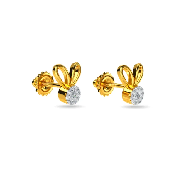 Subtle Sparkle: Delicate Gold Diamond Stud Earrings - Image 3