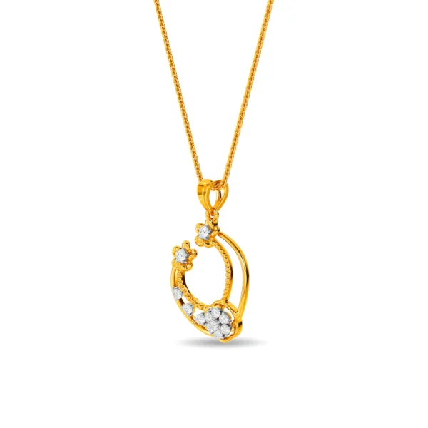 14KT Gold Flower Cluster Lab Diamond Pendant - Image 3