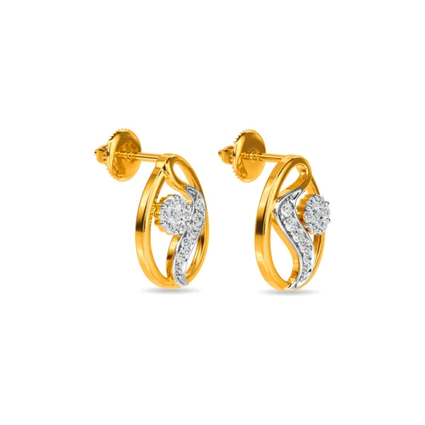 Radiant Gold Lab Diamond Cluster Stud Earrings - Image 5