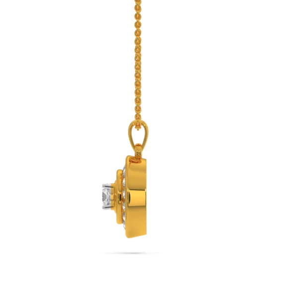 Eternal Glow Yellow Gold Lab Diamond Halo Pendant - Image 3