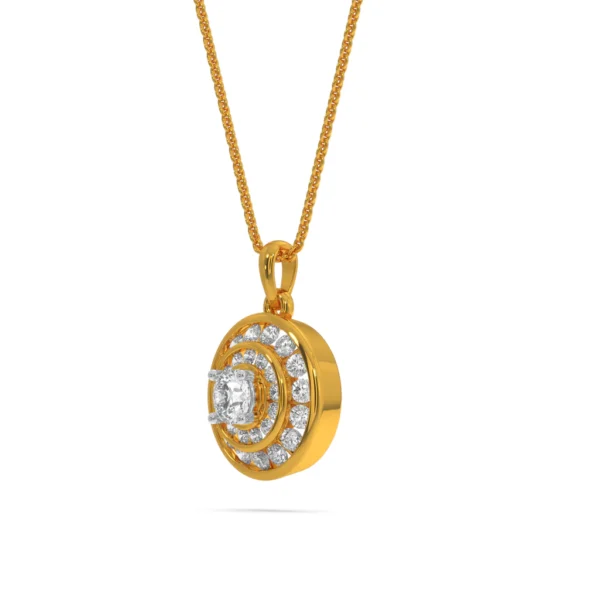Eternal Glow Yellow Gold Lab Diamond Halo Pendant - Image 4