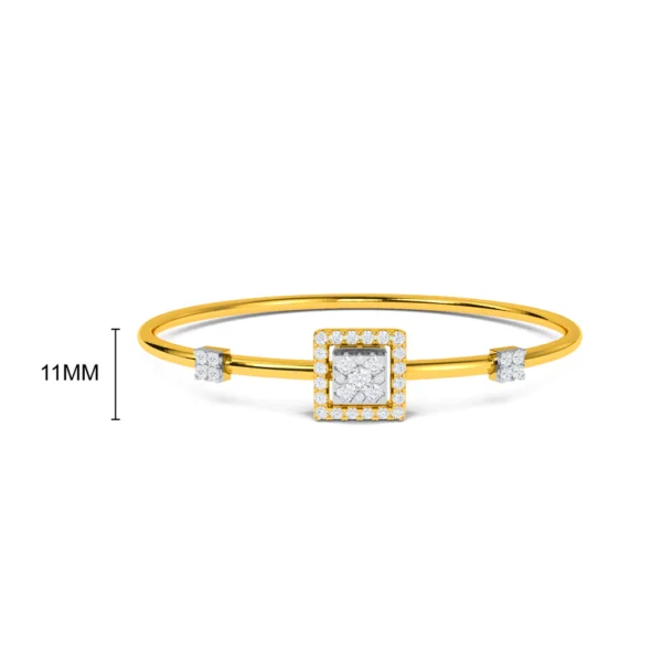 Exquisite Yellow Gold Princess Cut Diamond Bangle Bracelet - Image 4