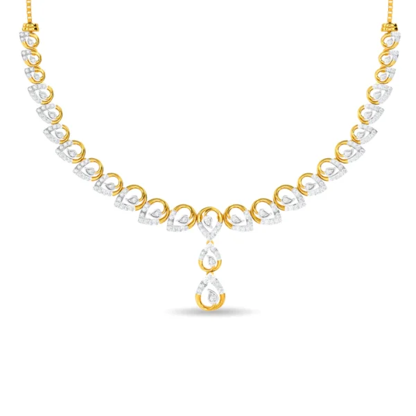 14KT Gold Lab Diamond Leaves Design Necklace