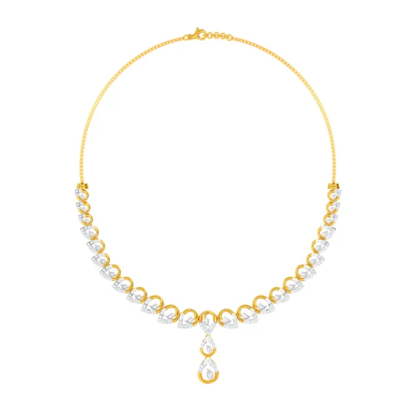 14KT Gold Lab Diamond Leaves Design Necklace - Image 2