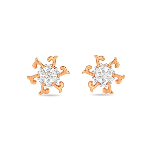 14KT Gold Lab Diamond Starburst Earrings - Image 5