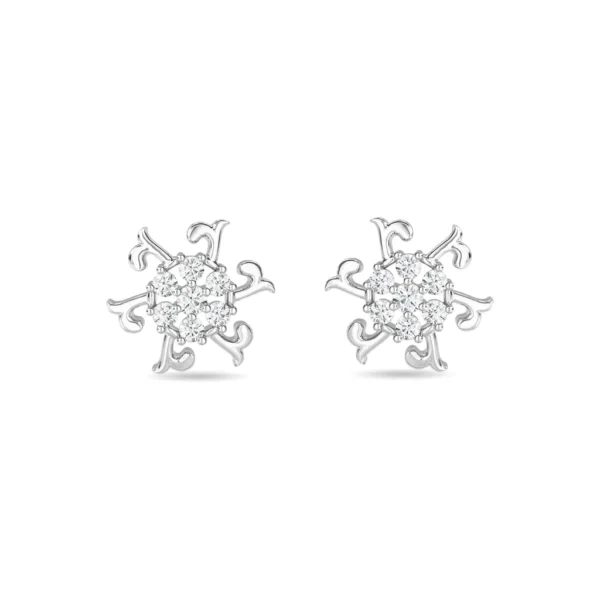 14KT Gold Lab Diamond Starburst Earrings - Image 4