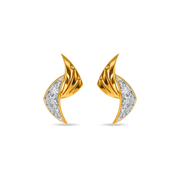 14KT Gold Lab Diamond Leaf Stud Earrings