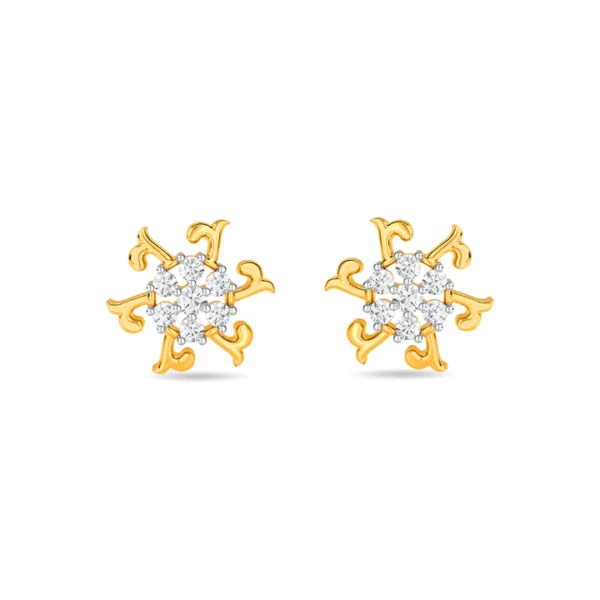14KT Gold Lab Diamond Starburst Earrings