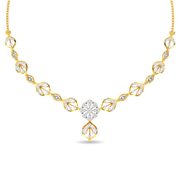 14kt Gold Lab Diamond Flower Petals Necklace - Image 2