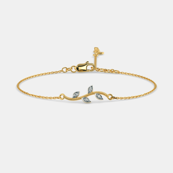 18KT Gold Lab Diamond Leaves Design Bracelet