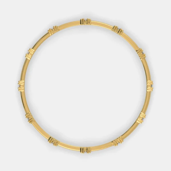 18kt Yellow Gold Double Row Lab Diamond Bangles - Image 3