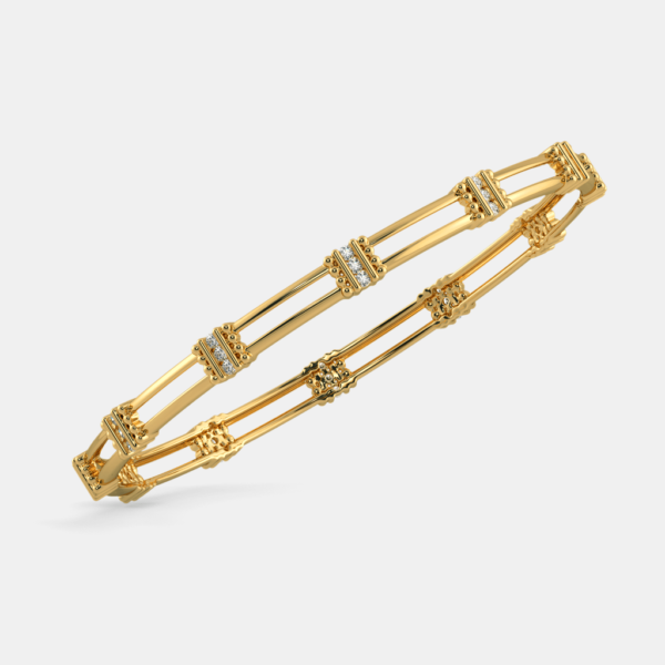 18kt Yellow Gold Double Row Lab Diamond Bangles