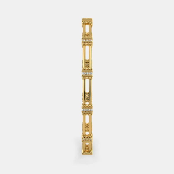 18kt Yellow Gold Double Row Lab Diamond Bangles - Image 5