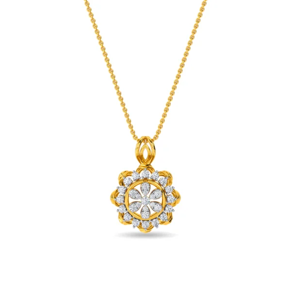 Buy Golden Floral Lab Grown Diamond Pendant