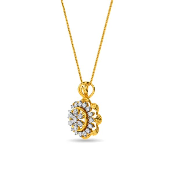 Buy Golden Floral Lab Grown Diamond Pendant - Image 4