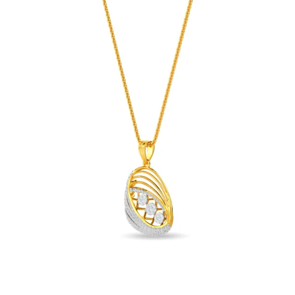 Curved Gold Bands Lab Diamond Accented Pendant - Image 5