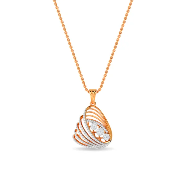 Curved Gold Bands Lab Diamond Accented Pendant - Image 4