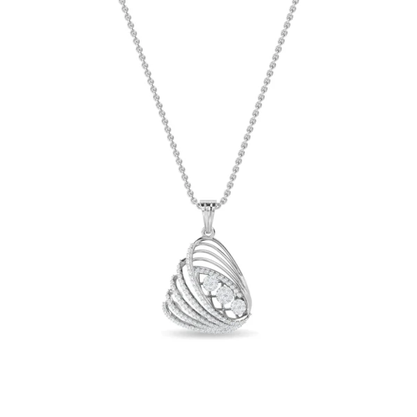 Curved Gold Bands Lab Diamond Accented Pendant - Image 3