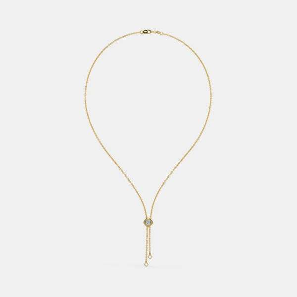 Buy Gold Diamond Dangling Hexagonal Shape Necklace - Image 2