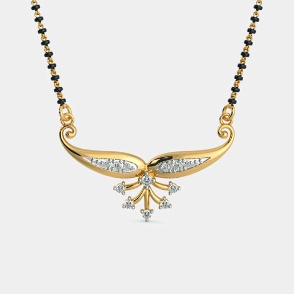 Delicate Wings Diamond-Studded Gold Mangalsutra Pendant