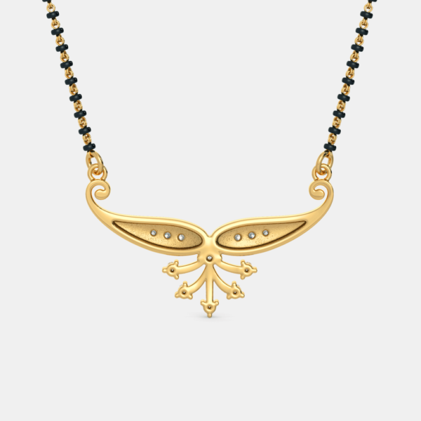 Delicate Wings Diamond-Studded Gold Mangalsutra Pendant - Image 4