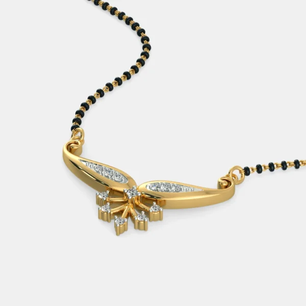 Delicate Wings Diamond-Studded Gold Mangalsutra Pendant - Image 3