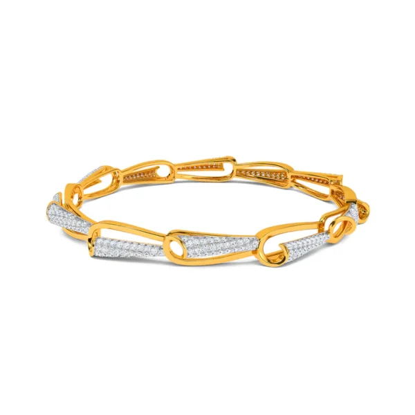 Diamond-Encrusted Link Gold Bangles