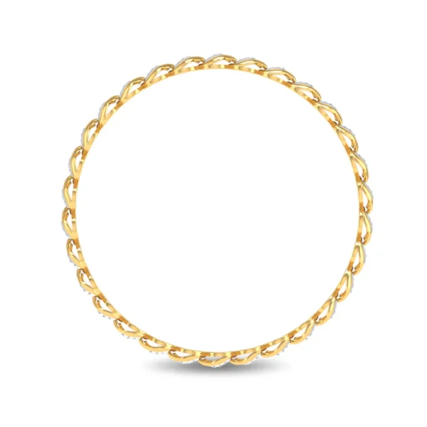 Diamond-Studded Gold Loop Links Bangles - Image 3