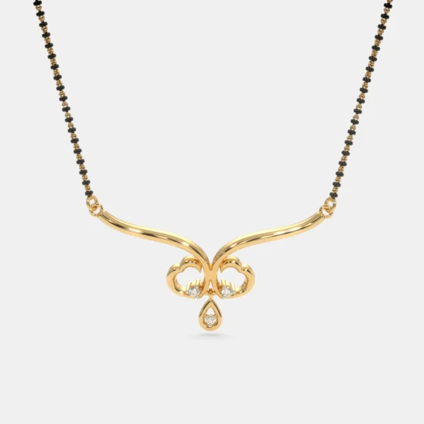 Double Heart Gold Diamond Mangalsutra Pendant