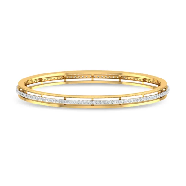 Elegant Design Three-Row Gold Diamond Bangles