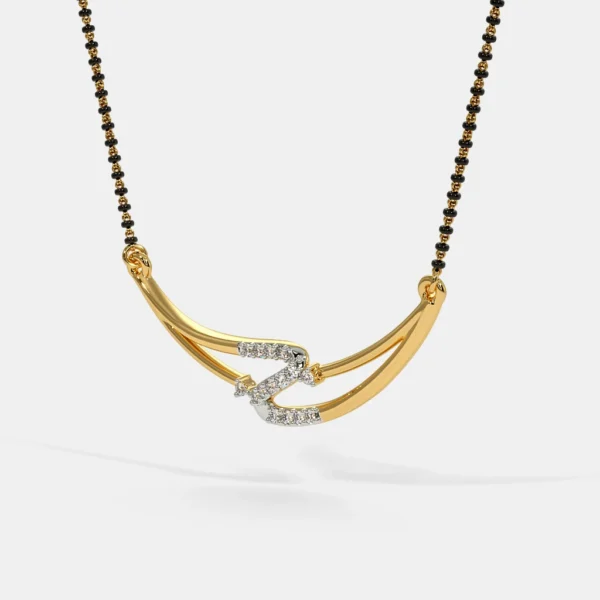 Elegant Fusion Gold and Diamonds Mangalsutra Pendant