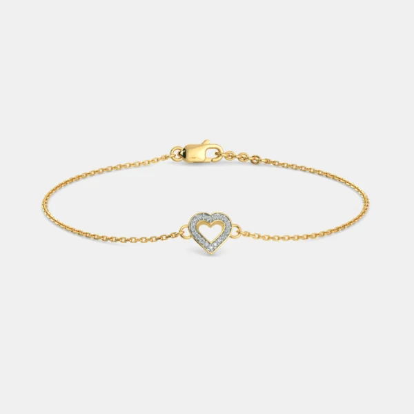 Elegant Heart Charm Lab Diamond Bracelet