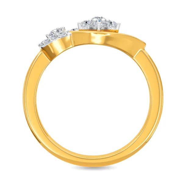Elegant Swirl Floral Motif Gold Lab Diamond Ring for Women - Image 4