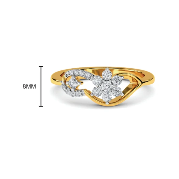 Elegant Swirl Floral Motif Gold Lab Diamond Ring for Women - Image 3