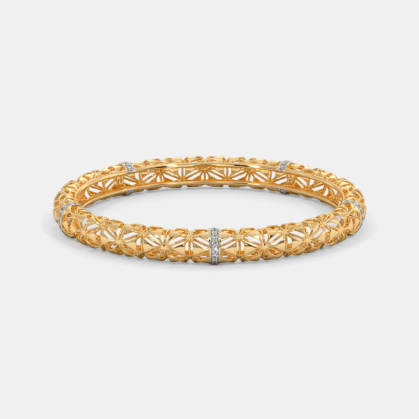 Elegant Symmetrical Design Gold Diamond Bangle