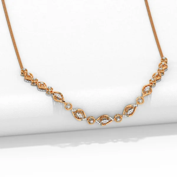 Eye-Shaped Links Gold Lab Diamond Necklace - Image 3
