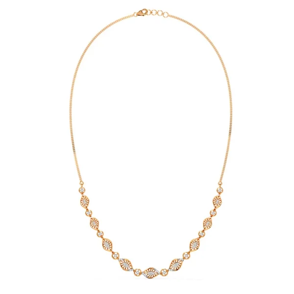 Eye-Shaped Links Gold Lab Diamond Necklace - Image 5
