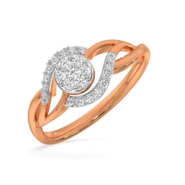 Eye-Shaped Gold Lab Diamond Engagement Ring - Image 5