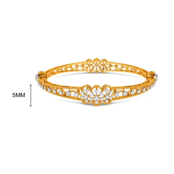 Floral Motif Harmony 14kt Gold Diamond Bangles - Image 3