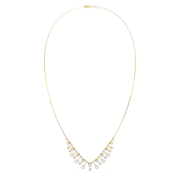 Captivating Floral Pattern Gold Lab Diamond Necklace - Image 5