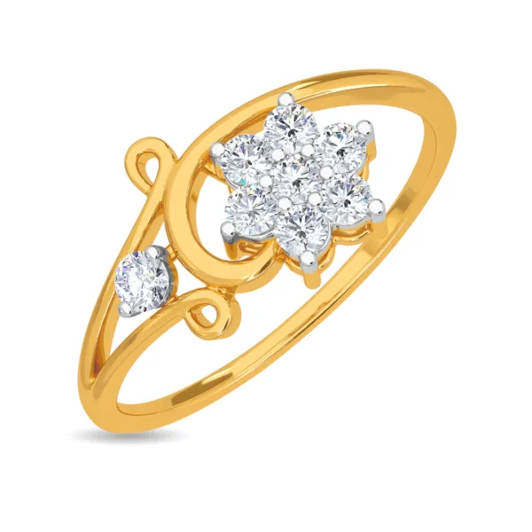 Floral Swirling Design Gold Lab Diamond Ring