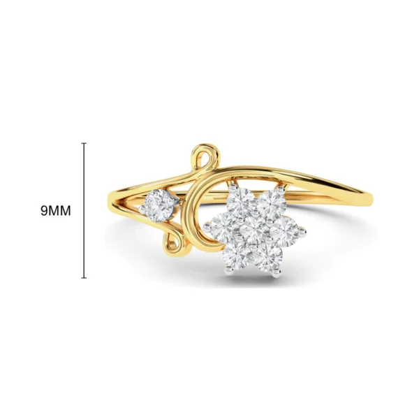 Floral Swirling Design Gold Lab Diamond Ring - Image 3