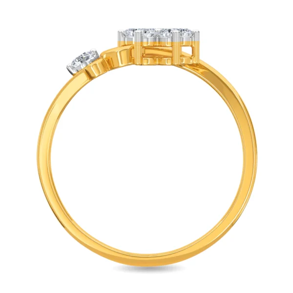 Floral Swirling Design Gold Lab Diamond Ring - Image 4