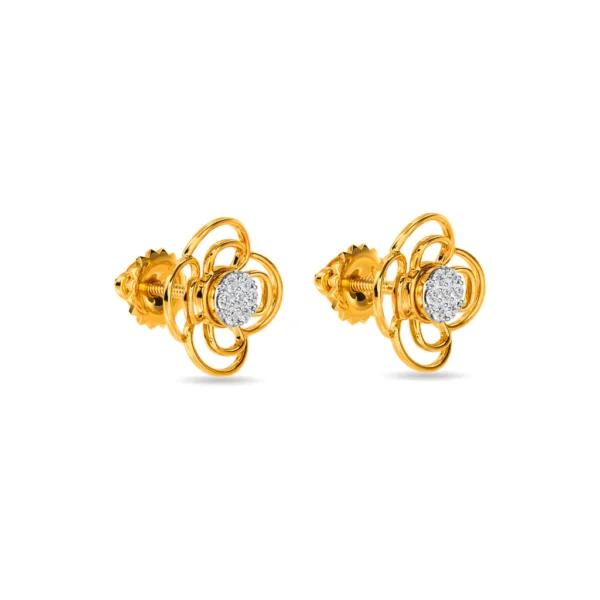 Gold Lab Diamond Flower Petal Design Earrings - Image 5