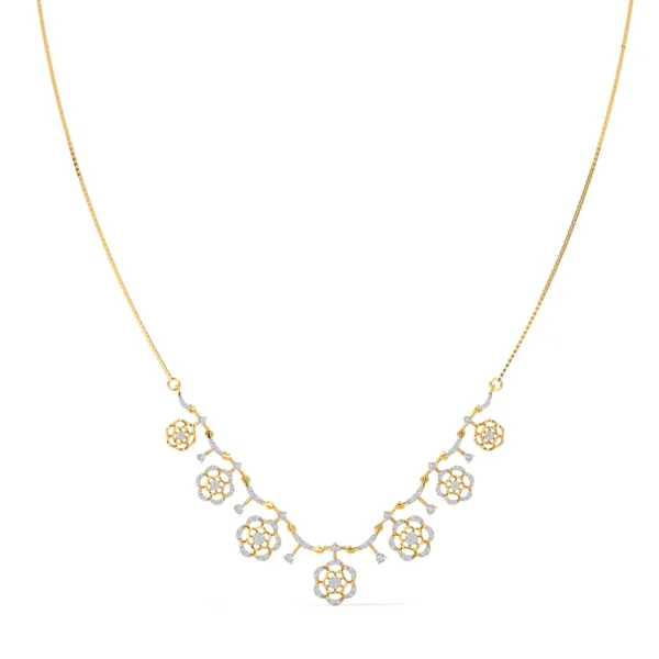 Flowery Web Gold Lab Diamond Necklace For Women