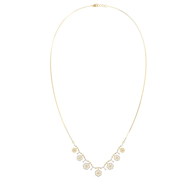 Flowery Web Gold Lab Diamond Necklace For Women - Image 3